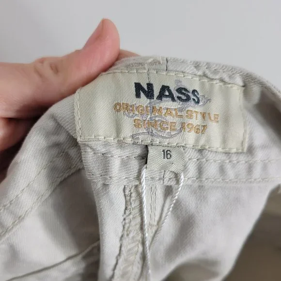 NASS Men NEW Tan 100% Cotton Casual Flat Front Cargo Shorts Pockets Zip 16 NWT - Picture 12 of 13